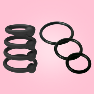 An alternate view of both sets of cock rings.