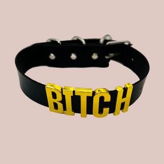 The Bitch Collar shown here with gold lettering