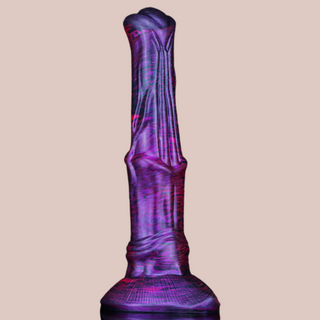 The purple/pink horse dildo from house of chastity, shown is the realistic shape and the base colour, pink variation that makes for a stunning resulting dildo.