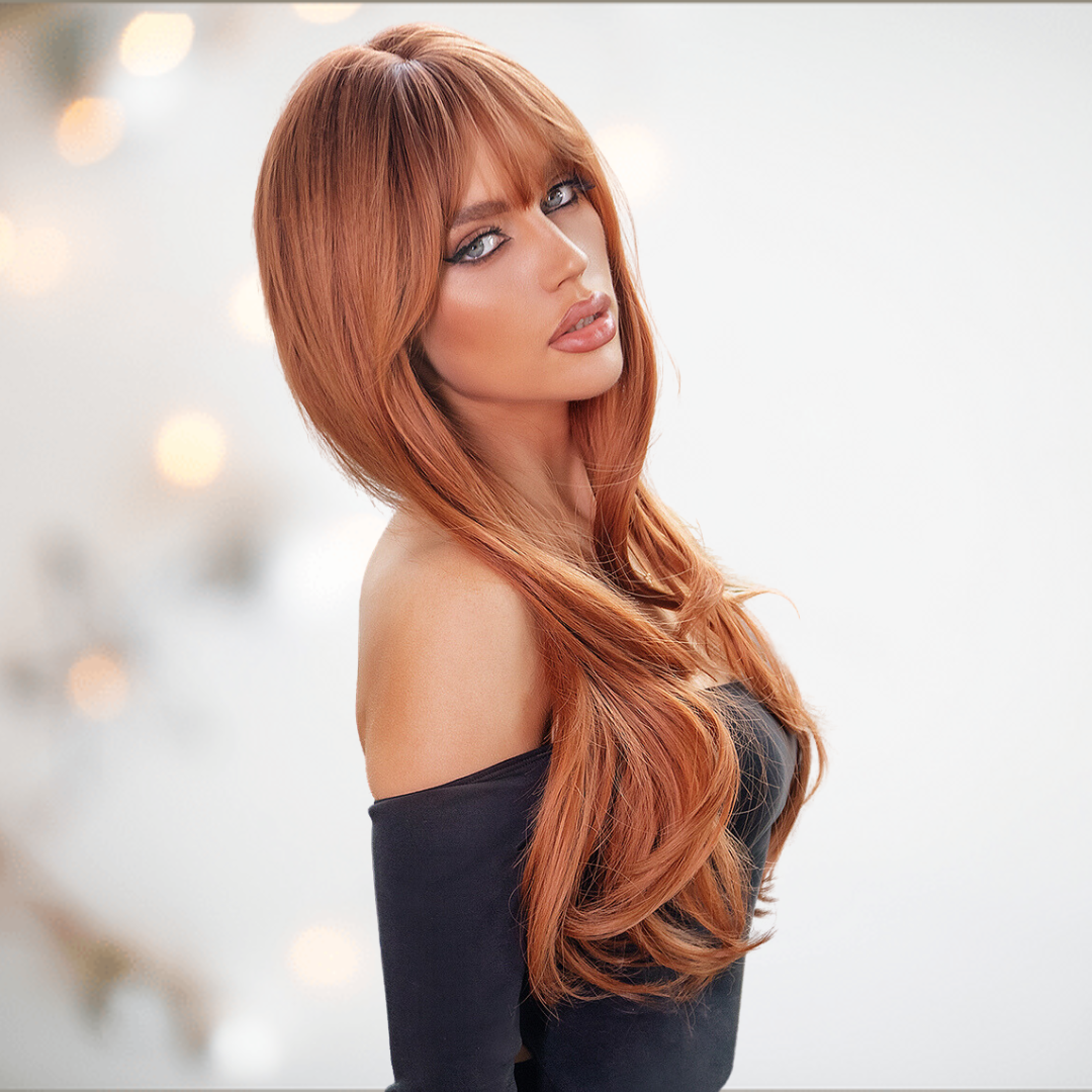 Long auburn clearance wig