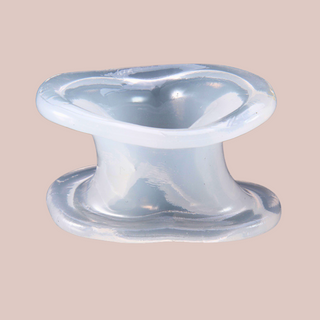 A side view of the silicone ball stretcher, it is shown in unstretched form.