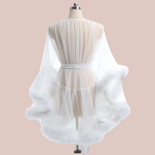 The back view of the Starlet Robe shown here in white.