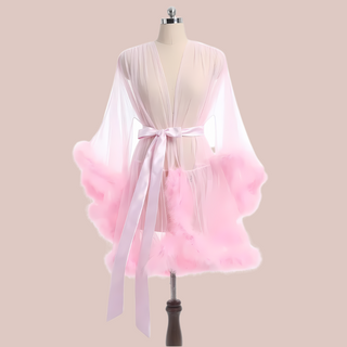 The pink starlet robe, it is shown modelled on a mannequin