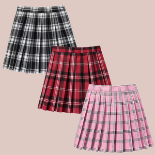 Tartan Pleated Mini Skirt