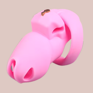 The HT V4 Silicone in Pink, this is the small size chastity cage.