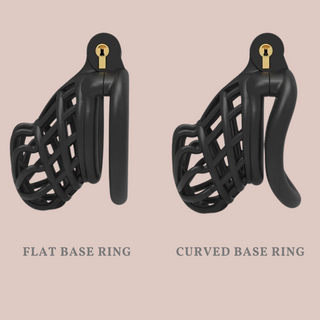 This image shows both of the base rings available, the flat ring is on the left and the curved one on the right.