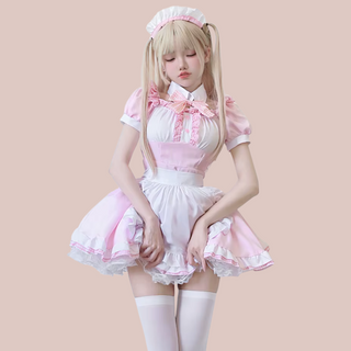 The Primrose Maid Dress, you can see the high waisted skirt and removable collar and bow.