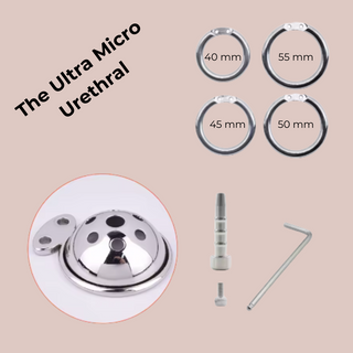 Shown are the elements that make up the Utra Micro Urethral, only one base ring will be included.