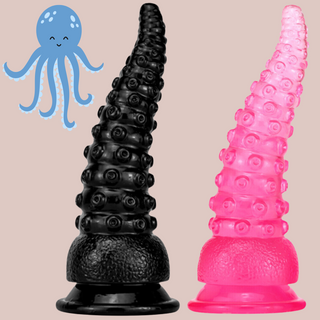 The Octopus dildo from House Of Chastity, an interesting dildo with a textured outer skin which comes in black or pink.