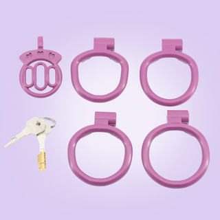 Shown here all of the elements that are included with this chastity cage.