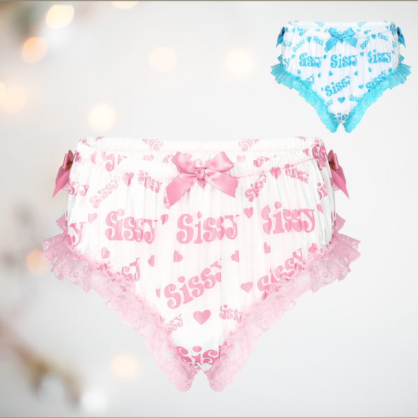 NEW DESIGN❤BEAUTIFUL HEART Print Satin High Waist Gathered Panties Sissy CD  TV ❤ £22.99 - PicClick UK